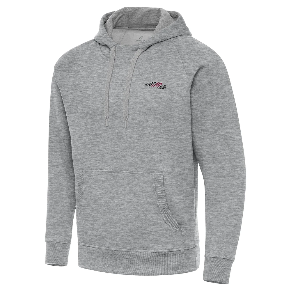 Men's Antigua Heather Gray Joe Gibbs Racing Big & Tall Victory Raglan Pullover Hoodie