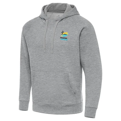 Men's Antigua Heather Gray Phoenix Raceway Big & Tall Victory Raglan Pullover Hoodie