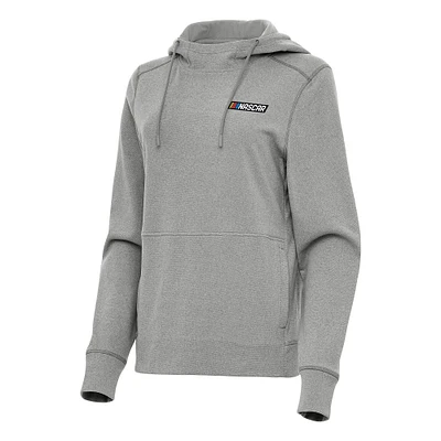 Women's Antigua Heather Gray NASCAR Justice Pullover Hoodie