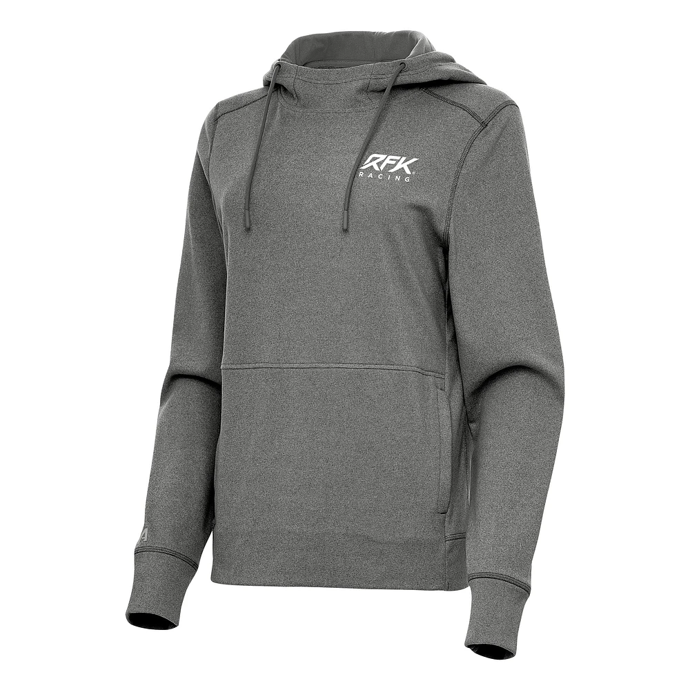 Women's Antigua Heather Black Roush Fenway Keselowski Racing Justice Pullover Hoodie