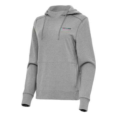 Women's Antigua Heather Gray Homestead-Miami Speedway Justice Pullover Hoodie