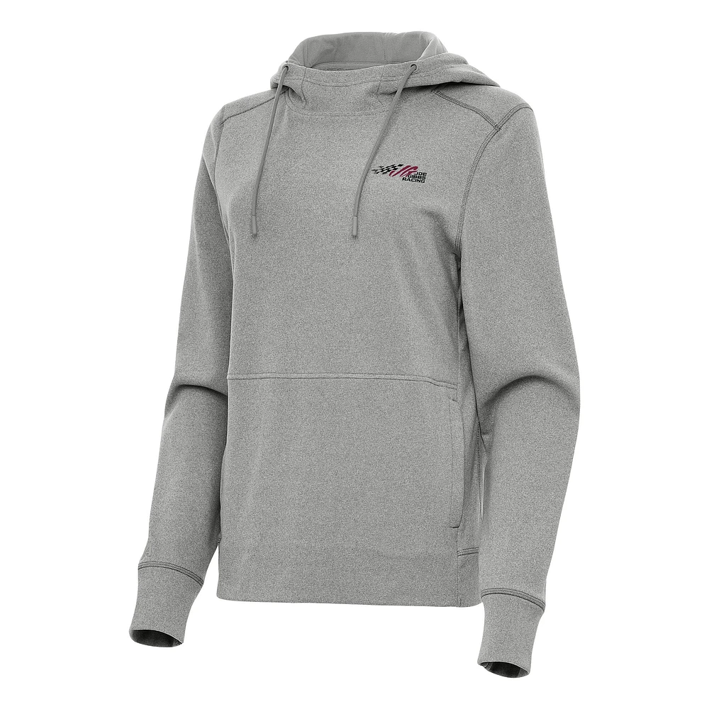 Women's Antigua Heather Gray Joe Gibbs Racing Justice Pullover Hoodie