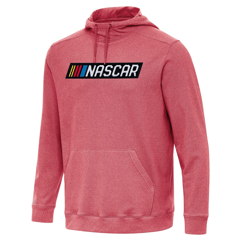 Men's Antigua Heather Red NASCAR Cloud Pullover Hoodie