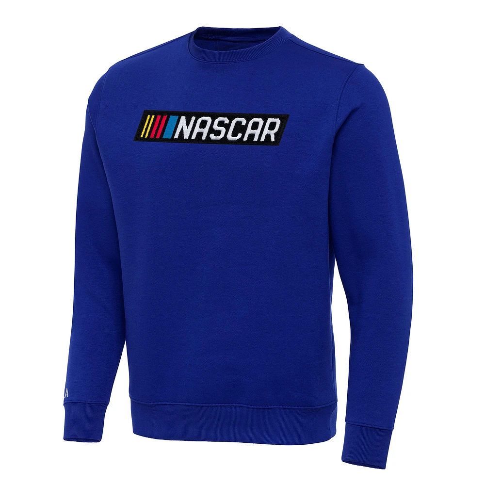 Men's Antigua Royal NASCAR Victory Crewneck Pullover Sweatshirt