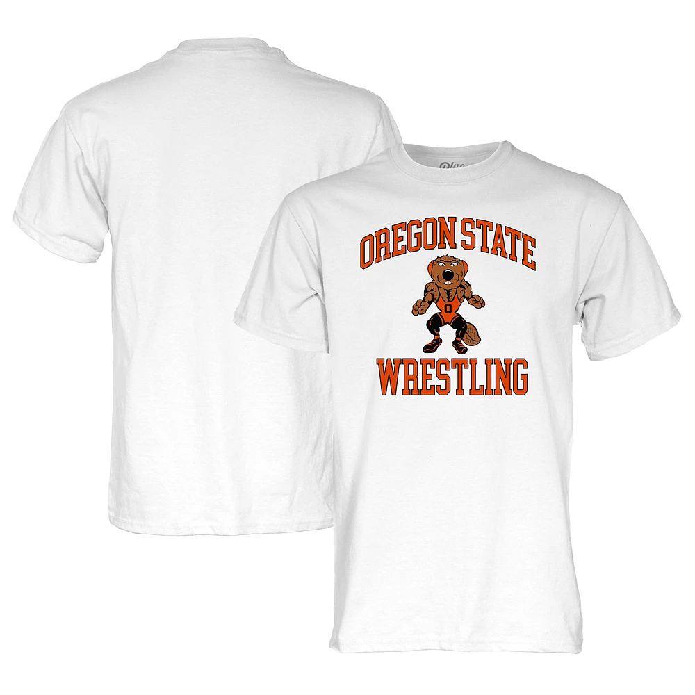 Unisex Blue 84 White Oregon State Beavers Wrestling Beaver T-Shirt