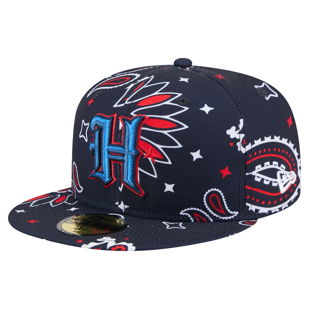 Men's New Era Navy Houston Texans Paisley 59FIFTY Fitted Hat