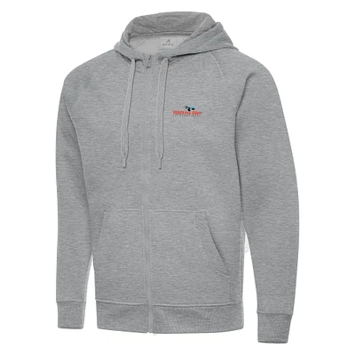 Men's Antigua Heather Gray Watkins Glen International Full-Zip Hoodie