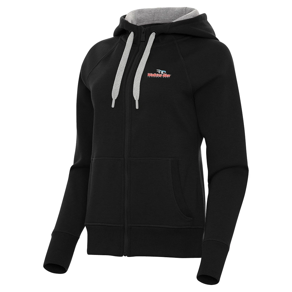 Women's Antigua Black Watkins Glen International Women's Victory Full-Zip Hoodie