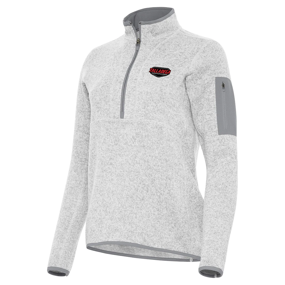 Women's Antigua Heather Talladega Superspeedway Fortune 1/2-Zip Pullover Top