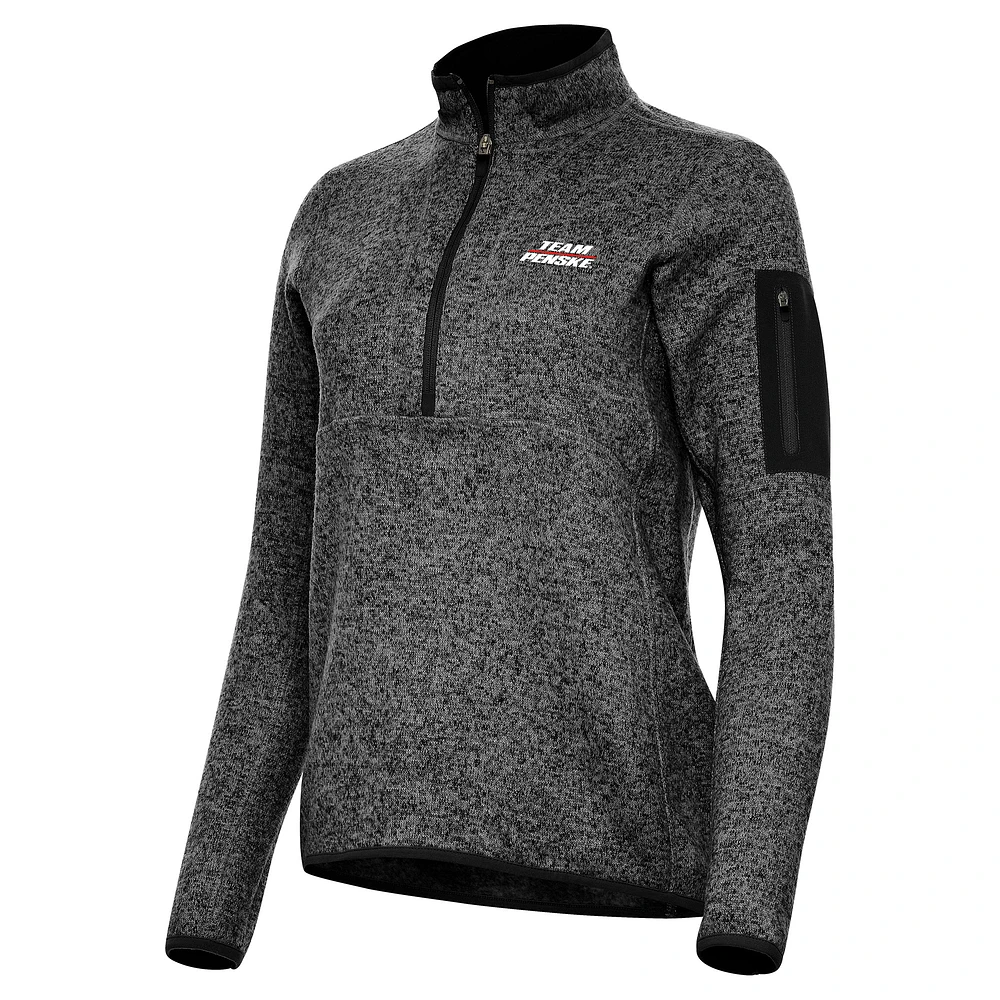 Women's Antigua Heather Team Penske Fortune 1/2-Zip Pullover Top