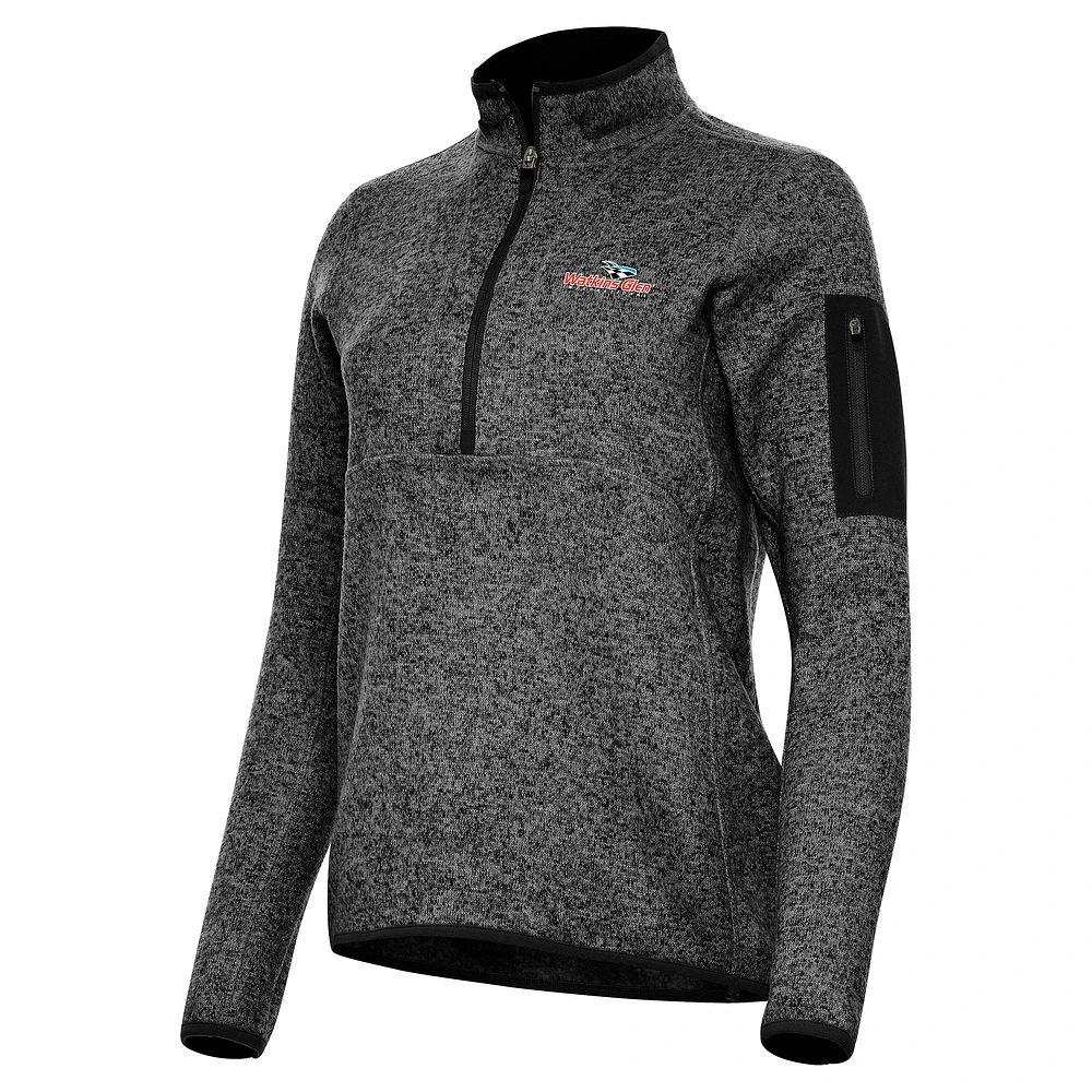 Women's Antigua Heather Black Watkins Glen International Fortune 1/2-Zip Pullover Top
