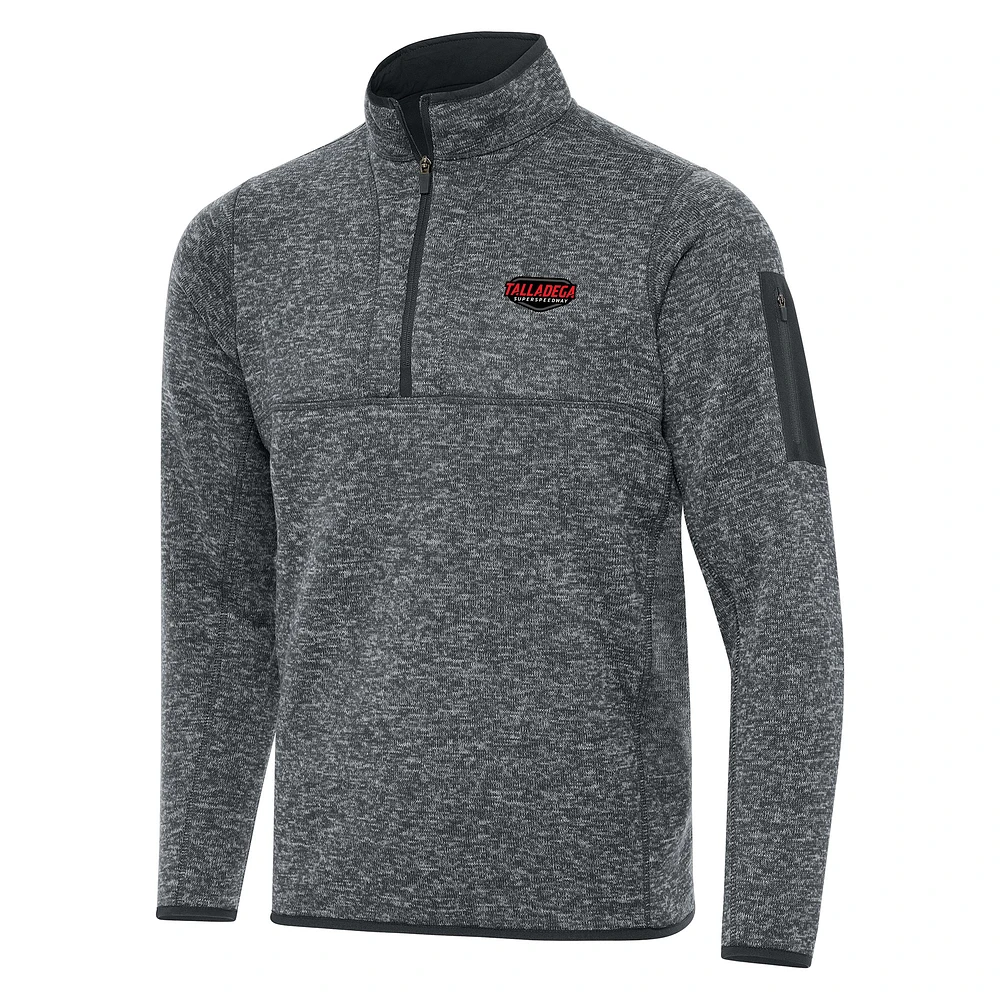 Men's Antigua Heather Gray Talladega Superspeedway Fortune 1/2-Zip Pullover Jacket