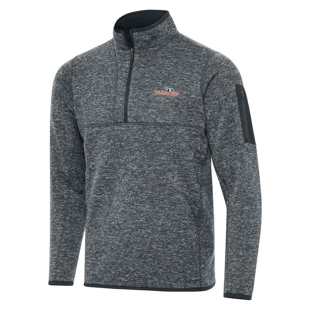 Men's Antigua Heather Gray Watkins Glen International Fortune 1/2-Zip Pullover Jacket