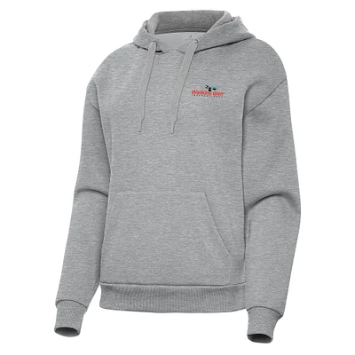 Women's Antigua Heather Gray Watkins Glen International Victory Pullover Hoodie