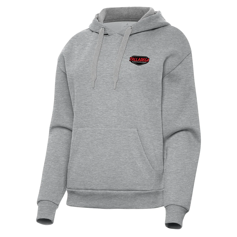 Women's Antigua Heather Gray Talladega Superspeedway Victory Pullover Hoodie