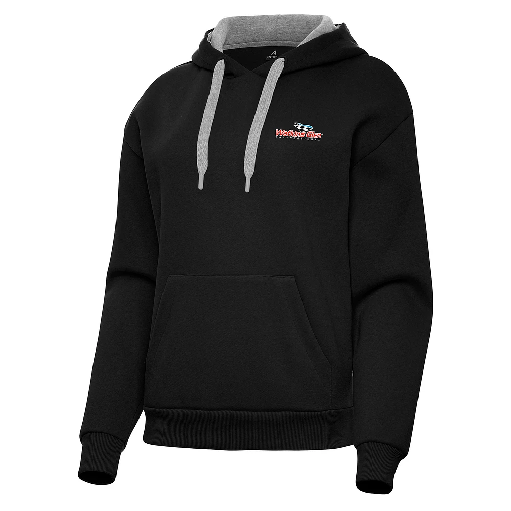 Women's Antigua Black Watkins Glen International Victory Pullover Hoodie