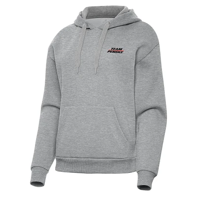 Women's Antigua Heather Gray Team Penske Victory Pullover Hoodie