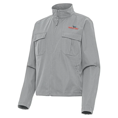 Women's Antigua Gray Watkins Glen International Even Par Full-Zip Jacket