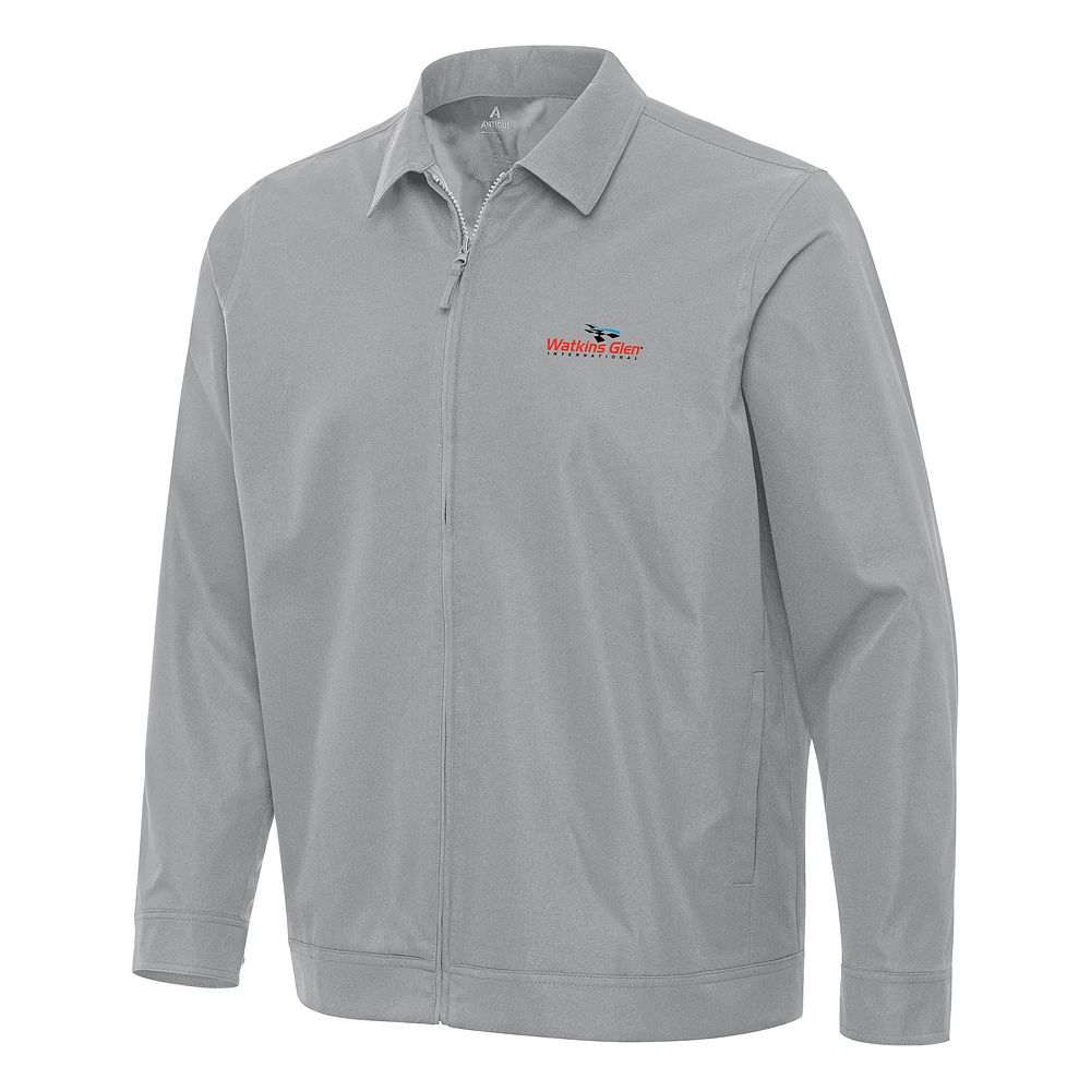 Men's Antigua Gray Watkins Glen International Pivot Full-Zip Jacket