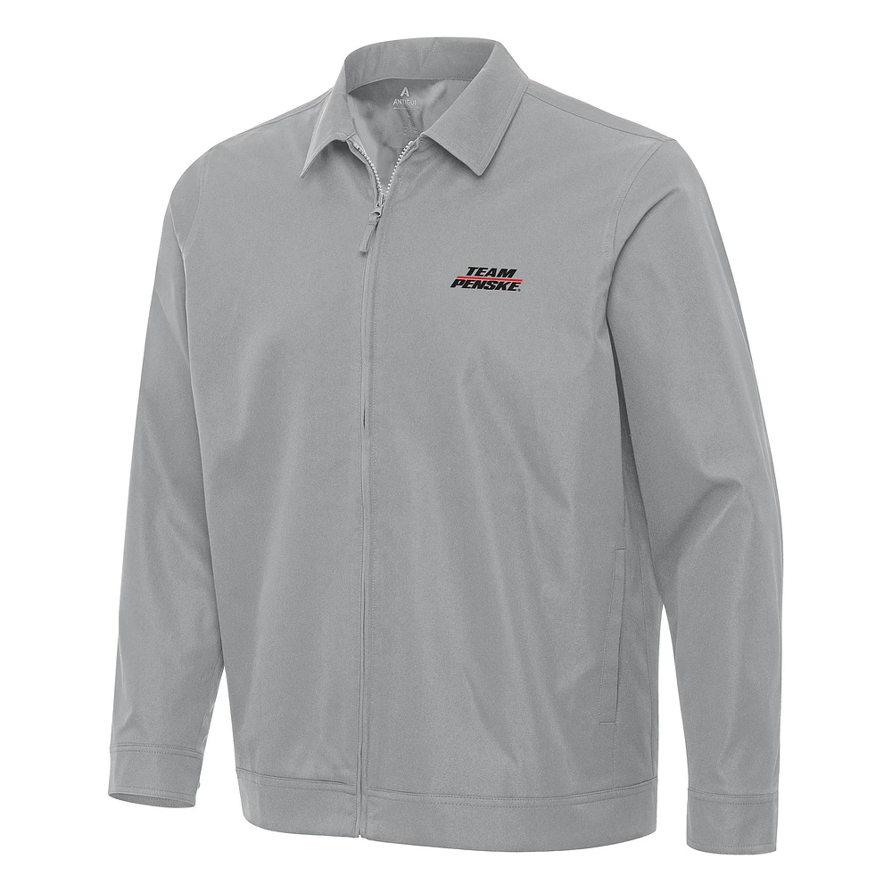 Men's Antigua Gray Team Penske Pivot Full-Zip Jacket