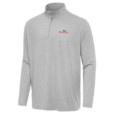 Men's Antigua Heather Gray Watkins Glen International Hunk Quarter-Zip Pullover Top