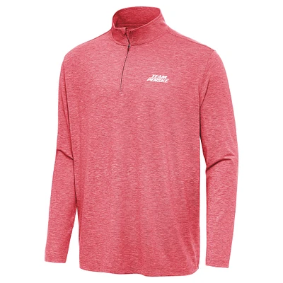 Men's Antigua Heather Red Team Penske Hunk Quarter-Zip Pullover Top