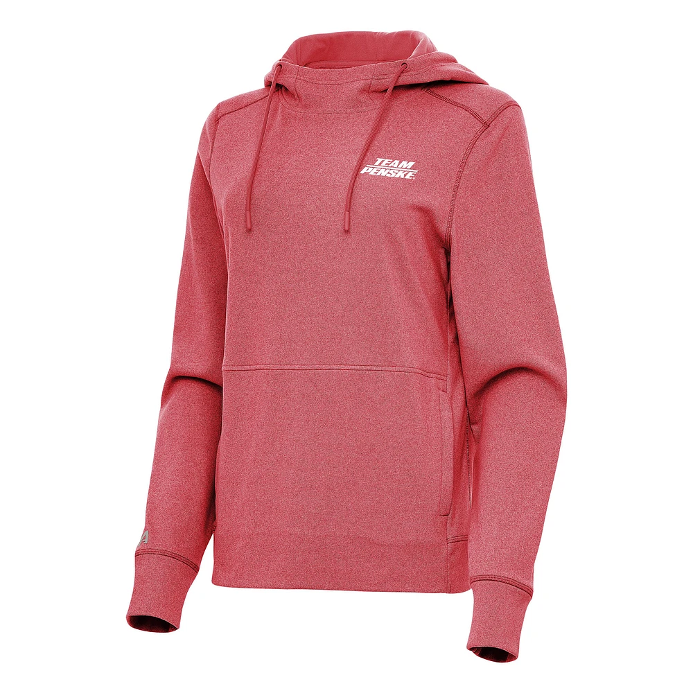 Women's Antigua Heather Red Team Penske Justice Pullover Hoodie
