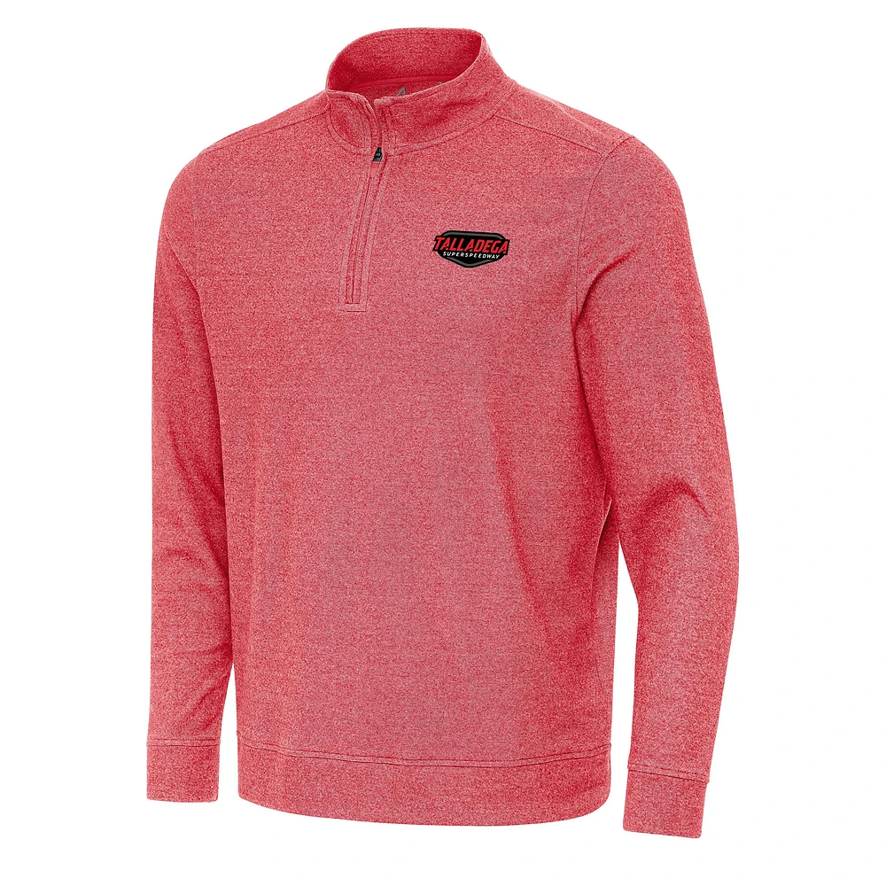 Men's Antigua Heather Red Talladega Superspeedway Subtle 1/4 Zip Pullover Direct to Film