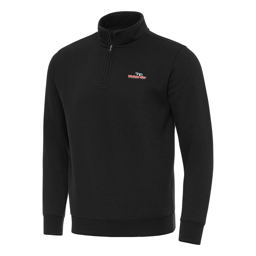 Men's Antigua Black Watkins Glen International Victory Quarter-Zip Pullover Top