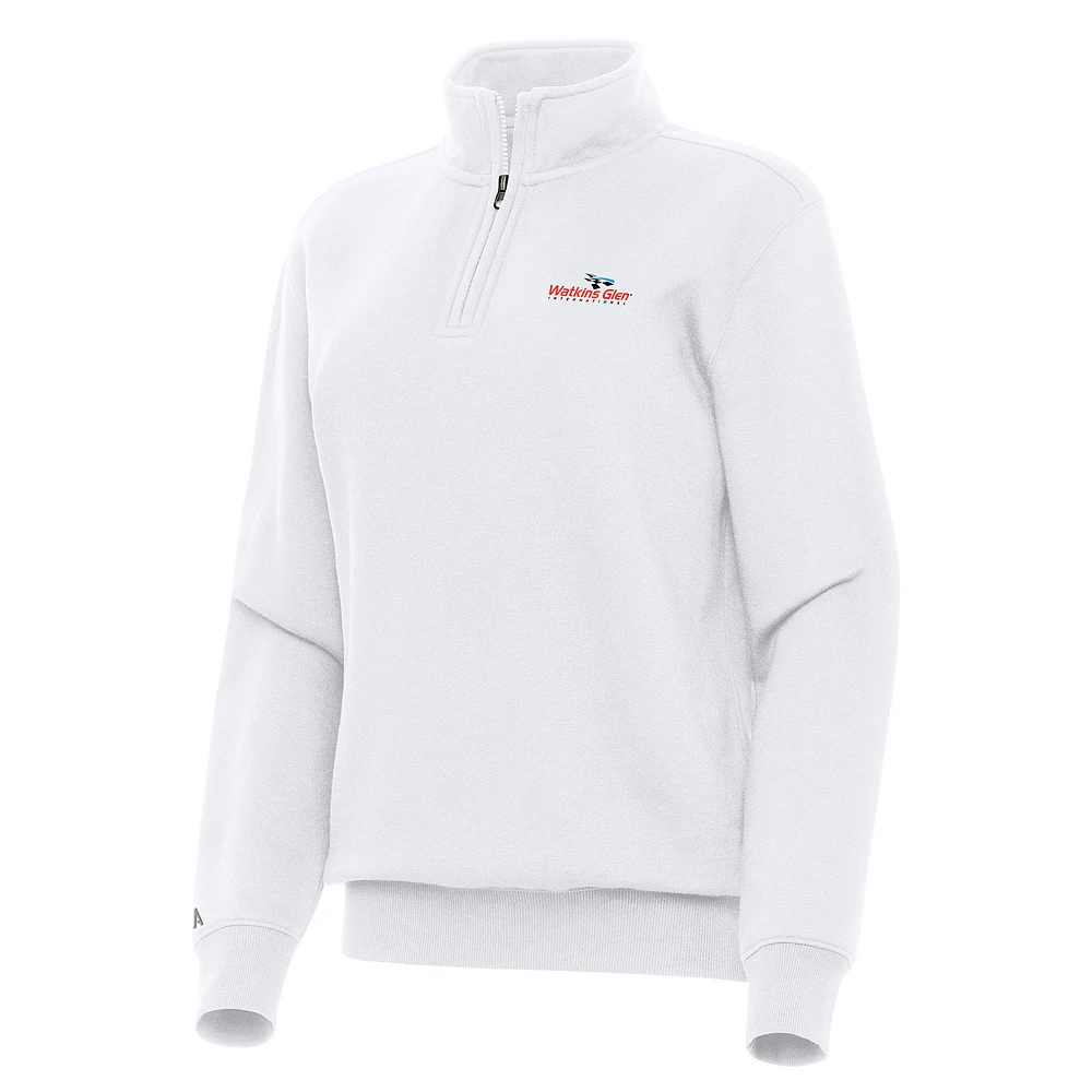 Women's Antigua White Watkins Glen International Victory Quarter-Zip Top