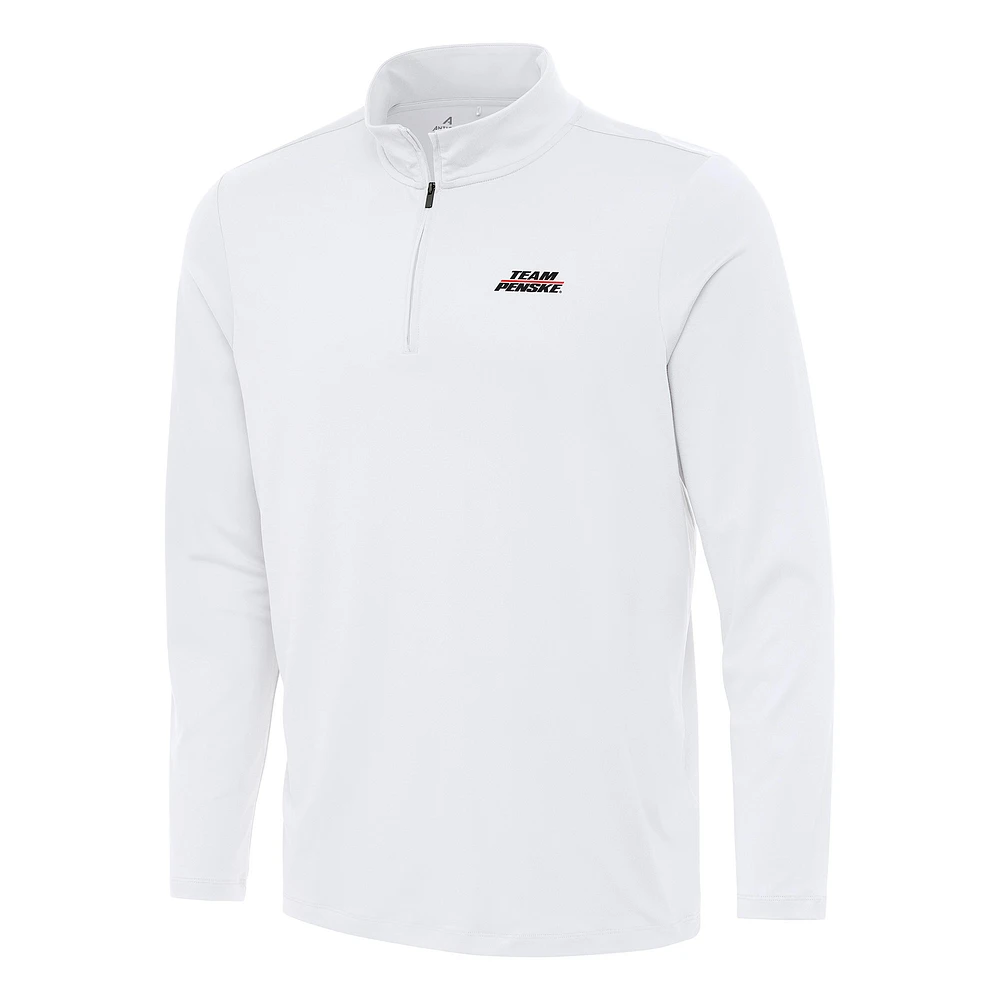 Men's Antigua White Team Penske Reprocess Quarter-Zip Top