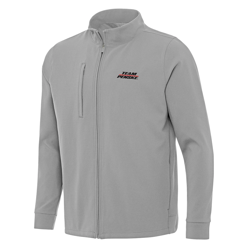 Men's Antigua Gray Team Penske Regard Full-Zip Jacket