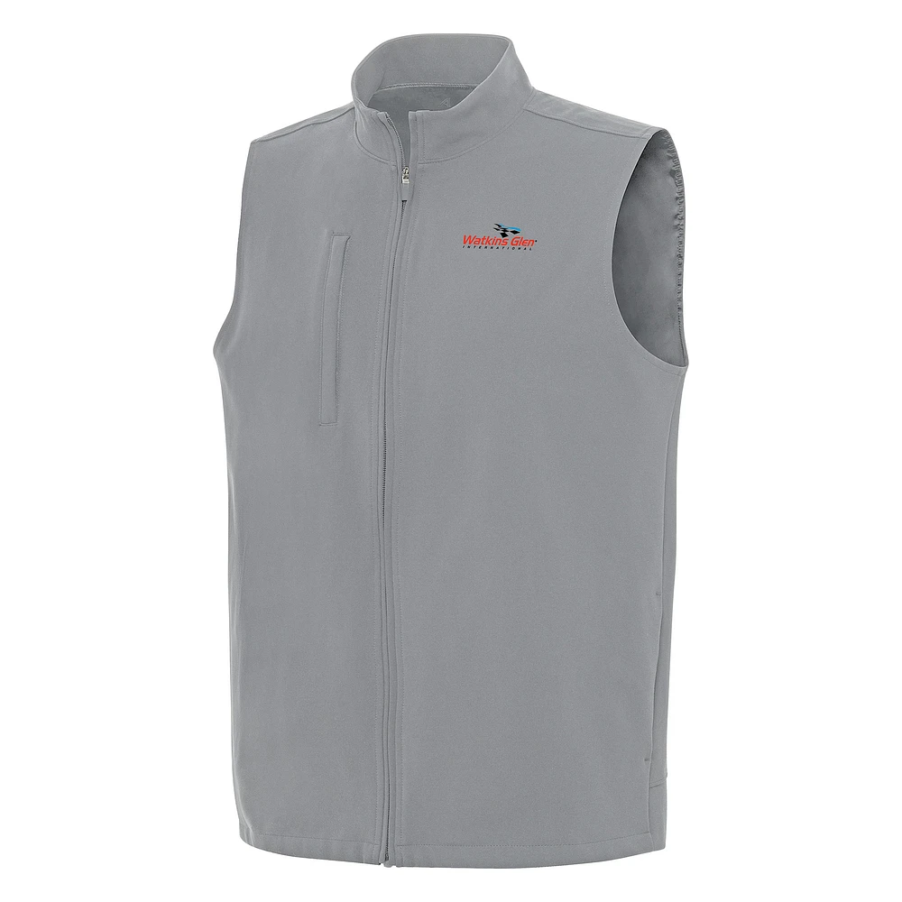 Men's Antigua Gray Watkins Glen International Regard Full-Zip Vest