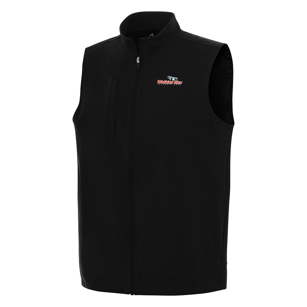 Men's Antigua Black Watkins Glen International Regard Full-Zip Vest