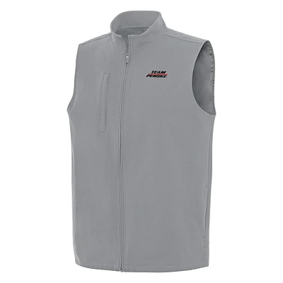Men's Antigua Gray Team Penske Regard Full-Zip Vest