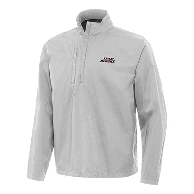Men's Antigua Gray Team Penske Brisk Quarter-Zip Pullover Jacket