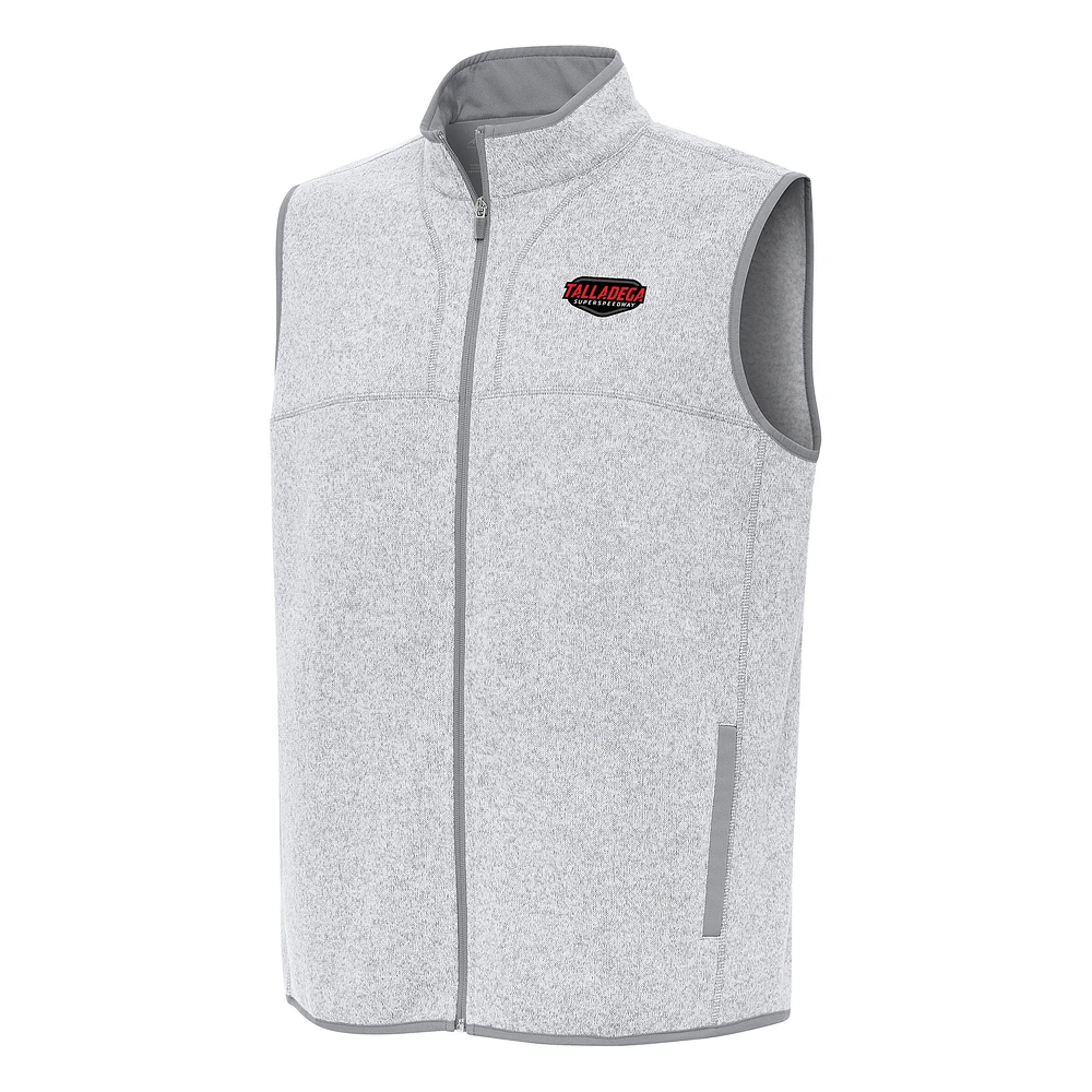 Men's Antigua Heather Talladega Superspeedway Fortune Full-Zip Vest