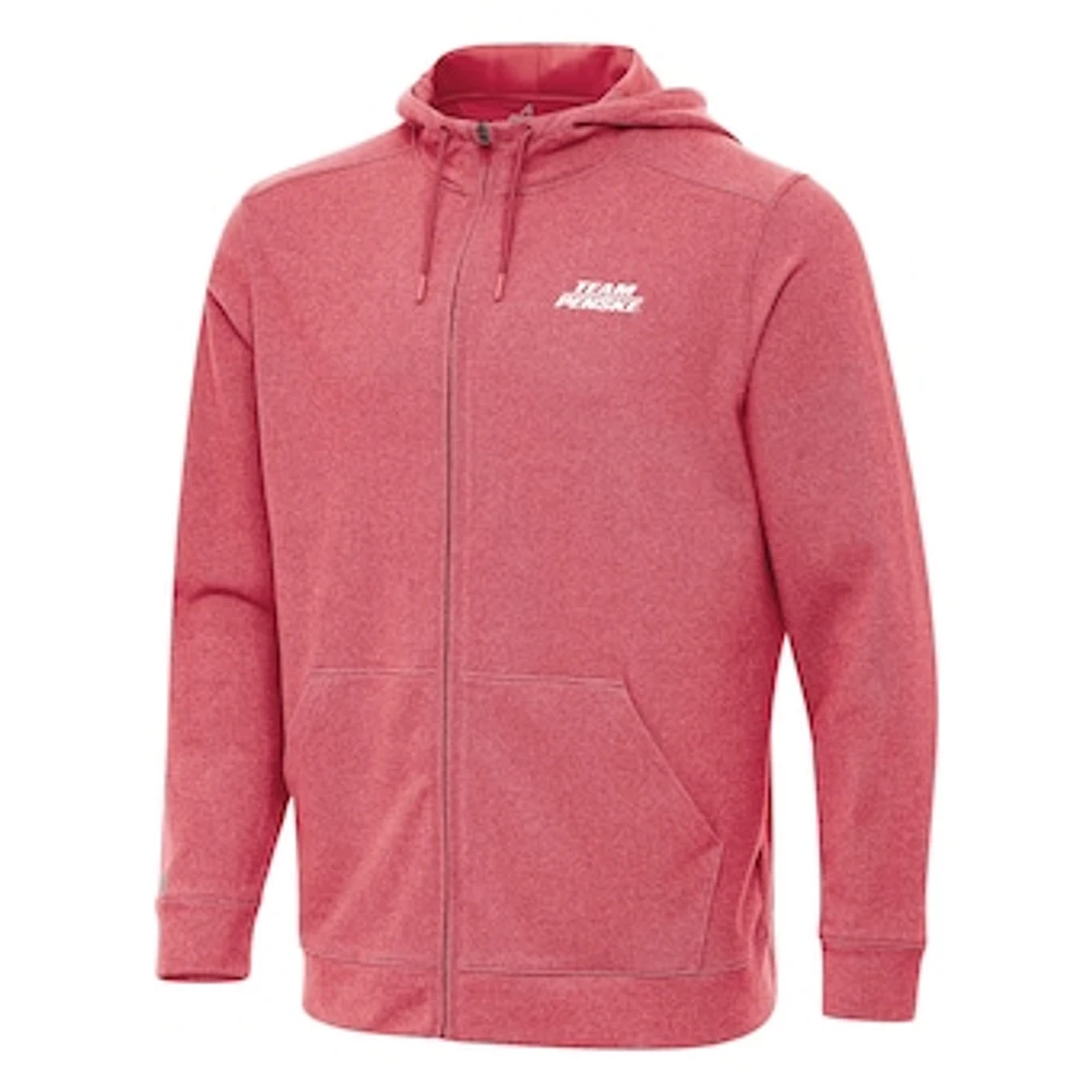 Men's Antigua Heather Team Penske Effortless Full-Zip Hoodie