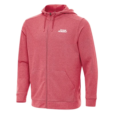 Men's Antigua Heather Team Penske Effortless Full-Zip Hoodie