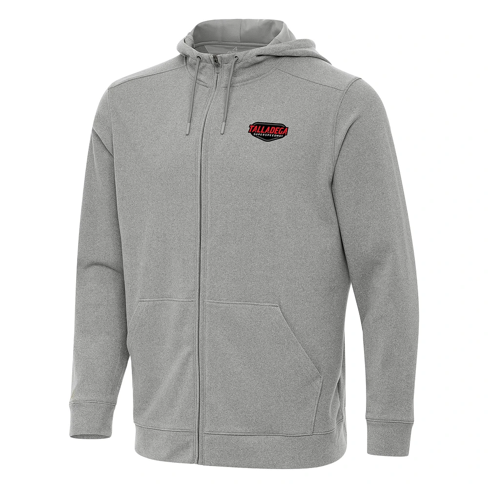 Men's Antigua Heather Talladega Superspeedway Effortless Full-Zip Hoodie