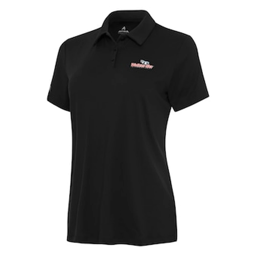 Women's Antigua Black Watkins Glen International Reprocess Polo