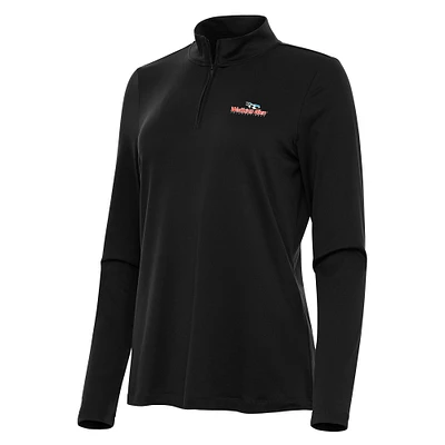 Women's Antigua Black Watkins Glen International Reprocess Quarter-Zip Top
