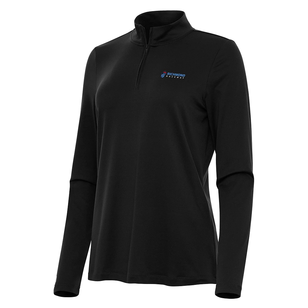 Women's Antigua Black Richmond Raceway Reprocess Quarter-Zip Top