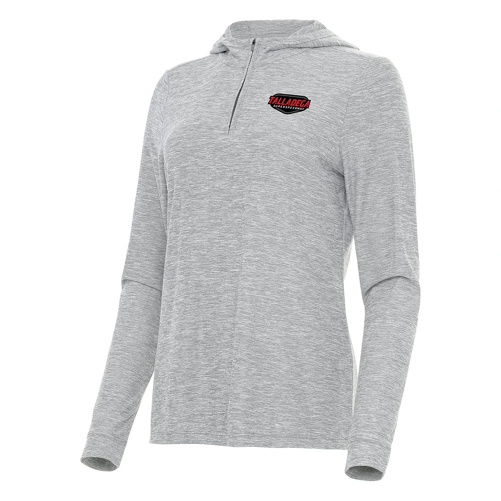 Women's Antigua Heather Talladega Superspeedway Daybreak Quarter-Zip Pullover Hoodie