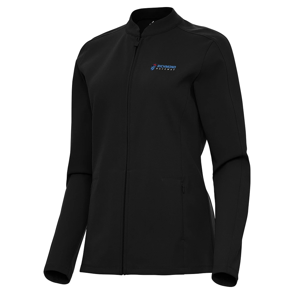 Women's Antigua Black Richmond Raceway Regard Full-Zip Jacket