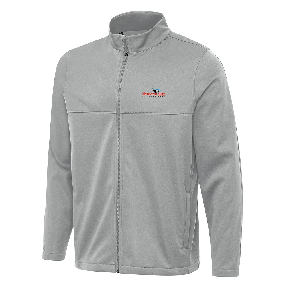 Men's Antigua Gray Watkins Glen International Links 2 Full-Zip Golf Jacket
