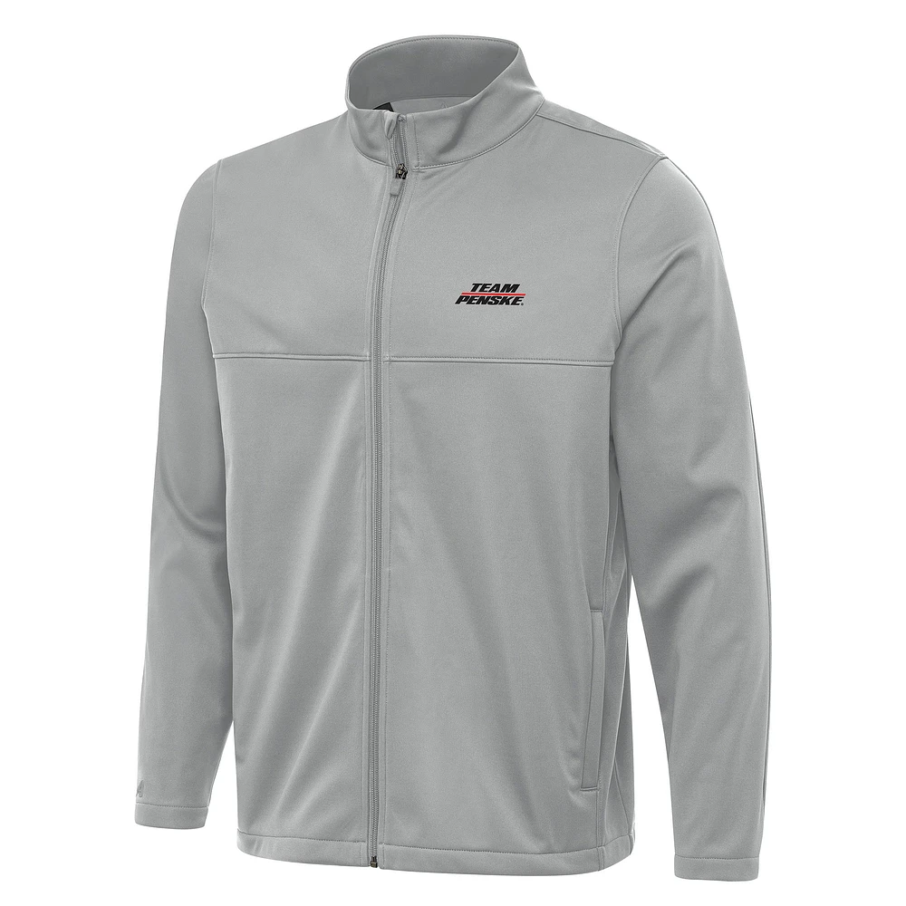 Men's Antigua Gray Team Penske Links 2 Full-Zip Golf Jacket