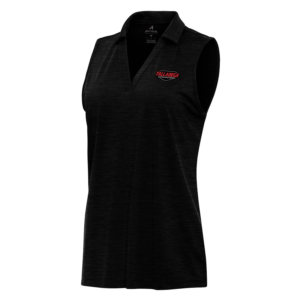 Women's Antigua Heather Black Talladega Superspeedway Layout Sleeveless Polo
