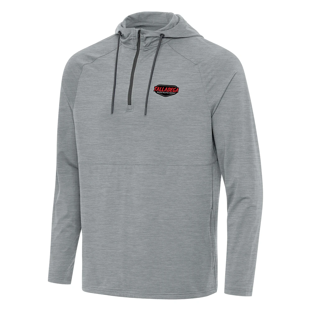 Men's Antigua Heather Talladega Superspeedway Spikes Raglan Quarter-Zip Hoodie