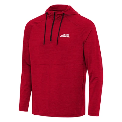 Men's Antigua Heather Red Team Penske Spikes Raglan Quarter-Zip Hoodie